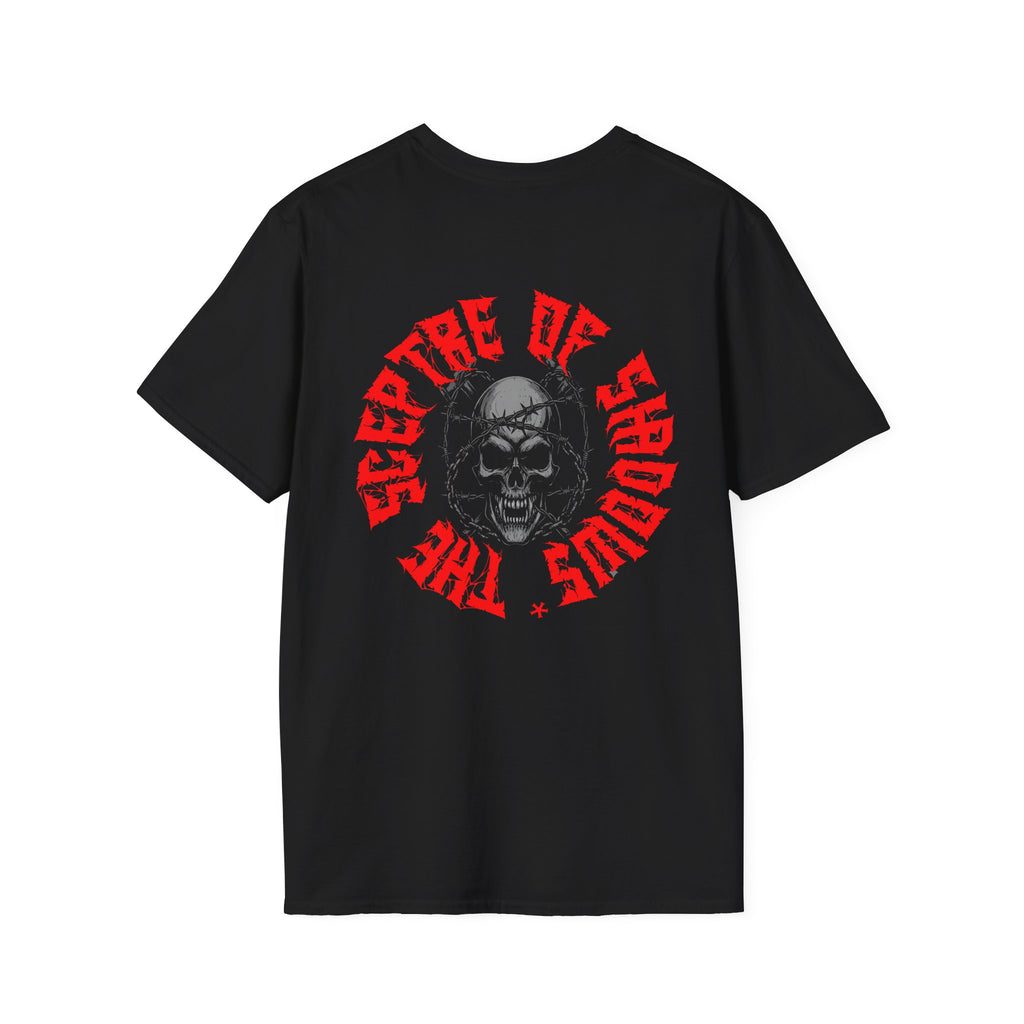 Official Redeyez Gothic Barbed Wire The Sceptre Of Shadows Skull Tee
