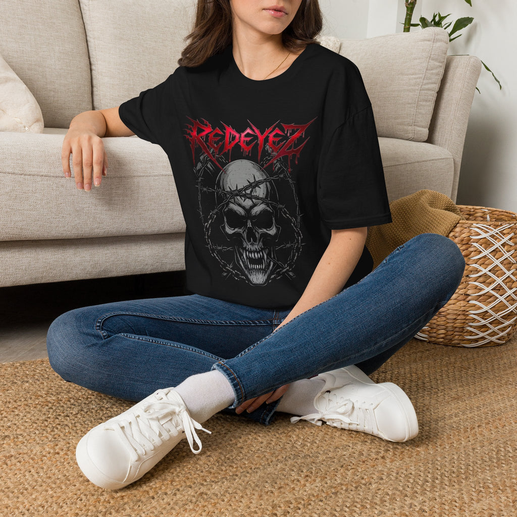 Official Redeyez Gothic Barbed Wire The Sceptre Of Shadows Skull Tee